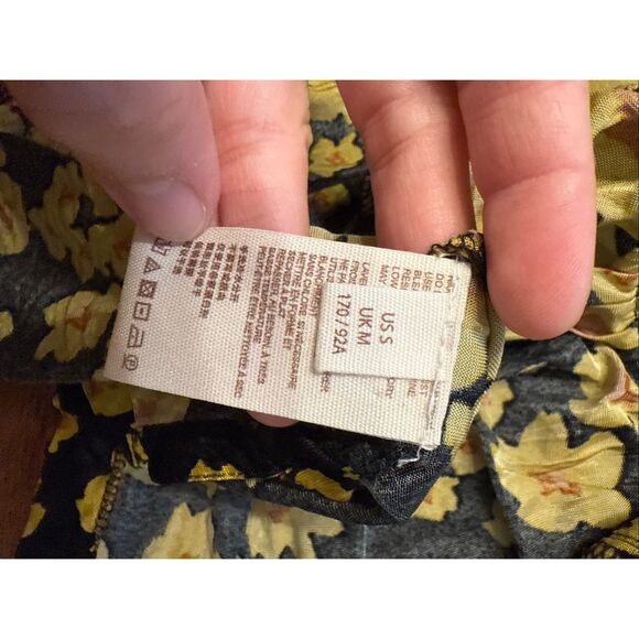 Free People Yellow Black Combo Floral Embroidered Love Letter Mini Dress Small - Picture 8 of 10